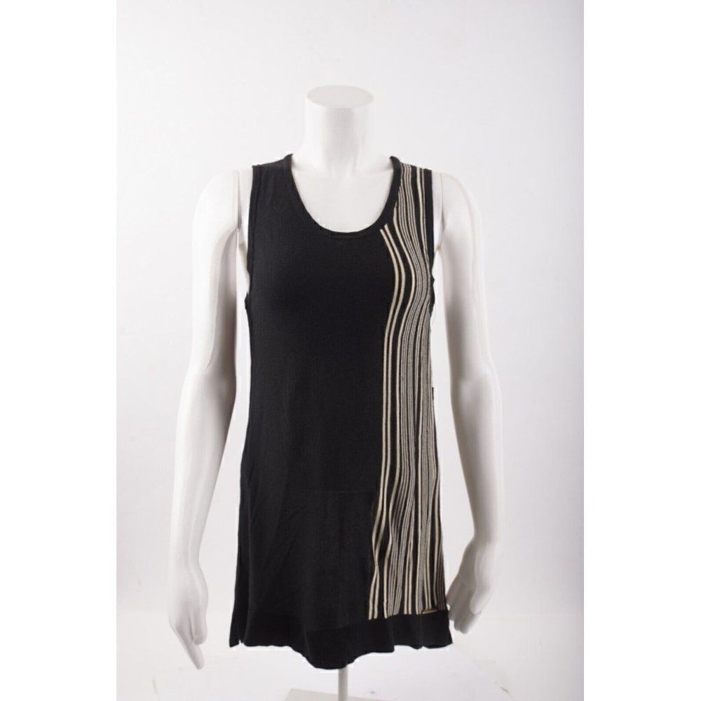Donna Karan DKNY Womens Sweater Tank Top S Black White Striped sleeveless NWT